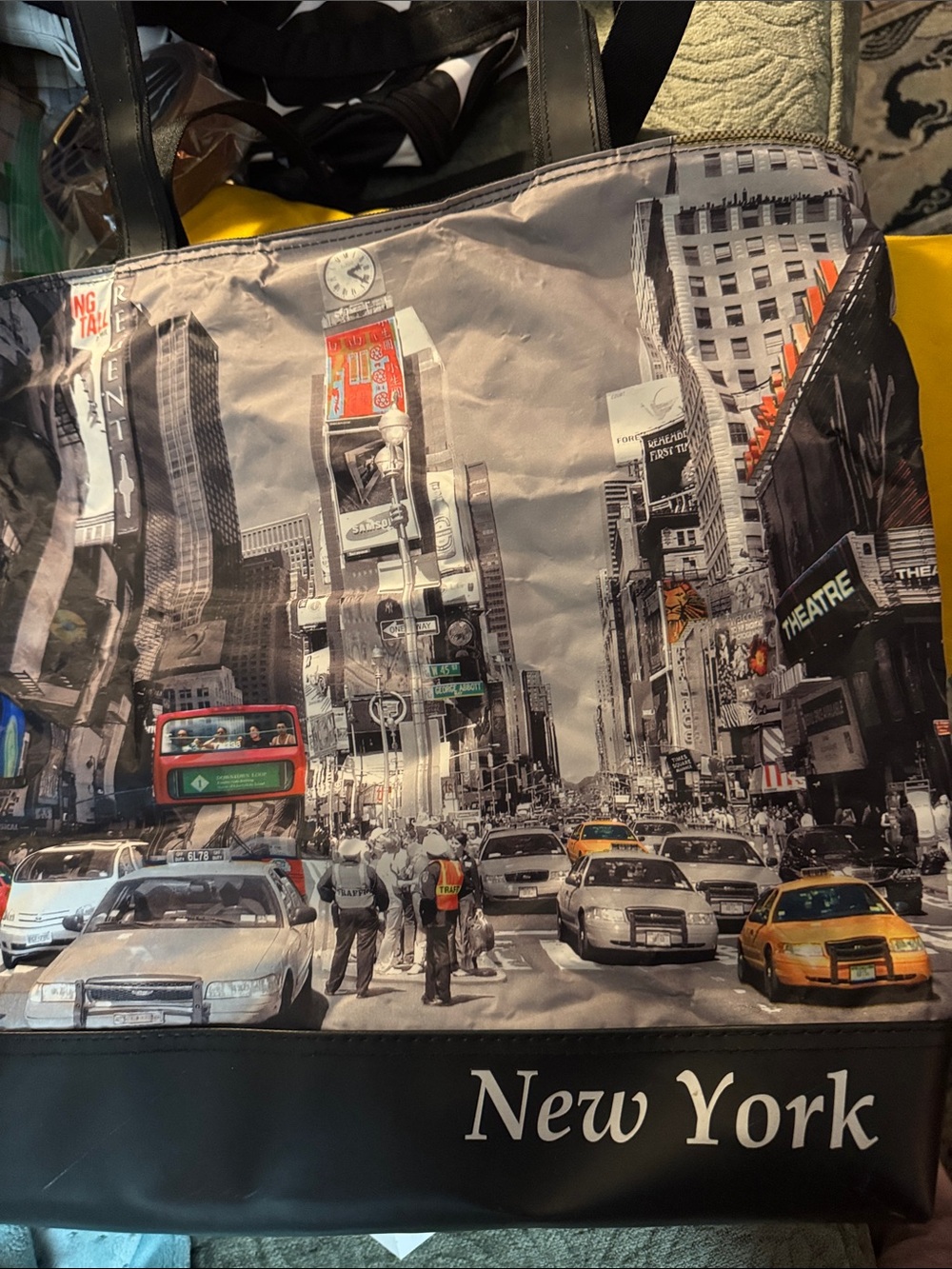 Source Unknown Black & Yellow New York Cityscape Tote